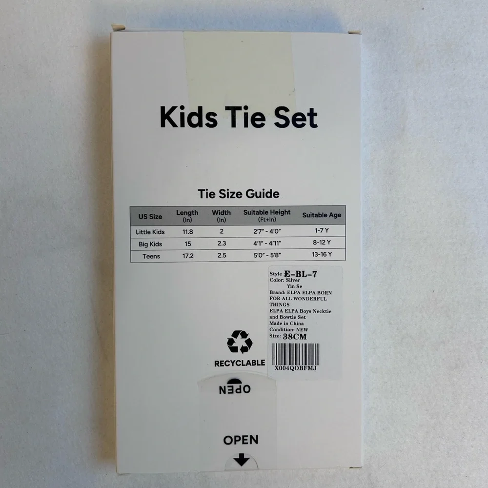 NWT Elba Elba Boys Silver Necktie and Bow tie set